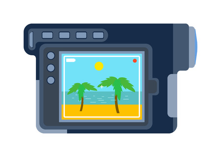 Cinema and video cameras isolated Camera movie making film creating isolated symbol digital equipment. New movie technology camera set vintage element sign filmのイラスト素材