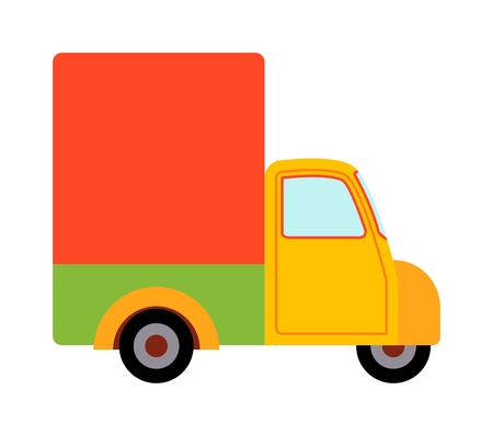 Delivery vector transport truck van isolated on white. Delivery service van, truck, car. Delivery vehicle silhouette. Product goods shipping transport. Fast drive serviceのイラスト素材