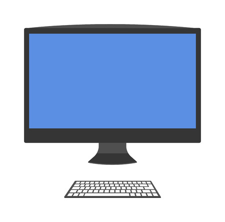 Desktop computer vector and desktop computer keyboard internet isolated display icon. Pc technology monitor screen desktop computer and communication modern desktop computerのイラスト素材