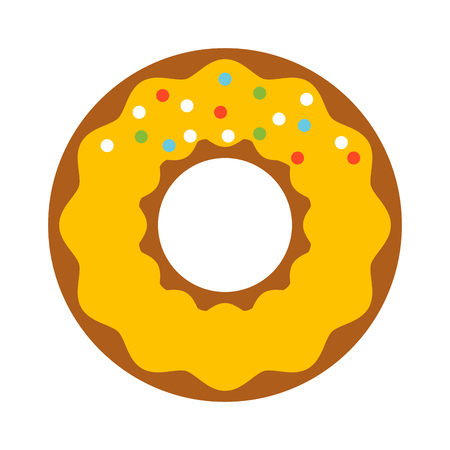 Cute sweet colorful donut isolated. Chocolate or cream yummy cookie donuts food. Candy decoration color donut cake isolated fast food.のイラスト素材