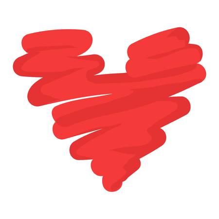 Simple red heart sharp vector icon. Color card beautiful celebrate bright emoticon red heart symbol. Red heart holiday abstract art icon decoration. Romance shape design. Love amour heart symbol.のイラスト素材