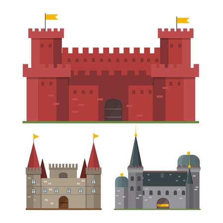 Cartoon fairy tale castle tower icon. Cute cartoon castle architecture. illustration fantasy house fairytale medieval castle. Kingstone cartoon castle cartoon stronghold design fable isolated.のイラスト素材