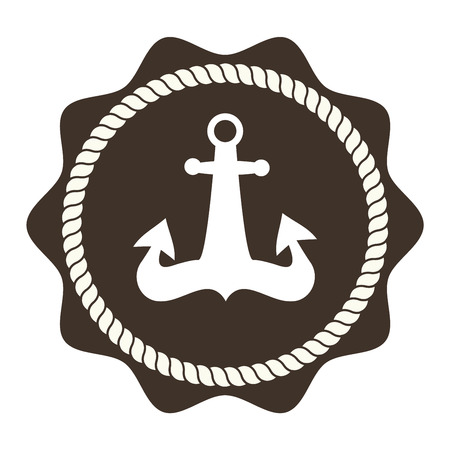 Vintage retro anchor badge and label. Vector sign anchor sea ocean ship, graphic element nautical symbol. Vintage retro marine emblem, label nautical anchor symbol and marine design emblem.のイラスト素材