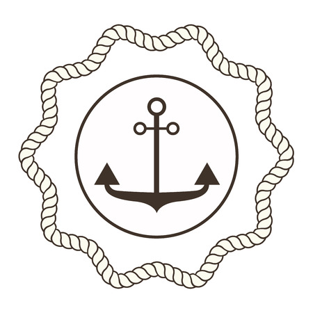 Vintage retro anchor badge and label. Vector sign anchor sea ocean ship, graphic element nautical symbol. Vintage retro marine emblem, label nautical anchor symbol and marine design emblem.のイラスト素材