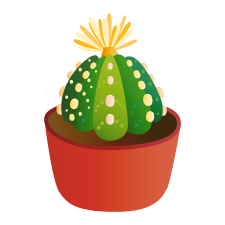Green desert plant nature cartoon cactus and mexican summer cute cartoon cactus home plant. Cartoon cactus tropical plant traditional west flower. Cute cartoon cactus flat nature vector illustration.のイラスト素材
