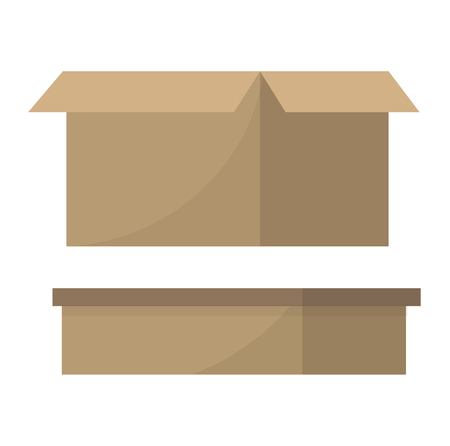 Move box service business vector. Craft box isolated on white background illustration. Box for moving, move business, relocation. Transportation package cargo service. Shopping delivery boxのイラスト素材