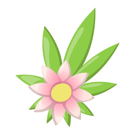 Flower icon nature plant isolated on white. Flower icon abstract blossom design flat decorative beautiful plant. Flower top viewのイラスト素材