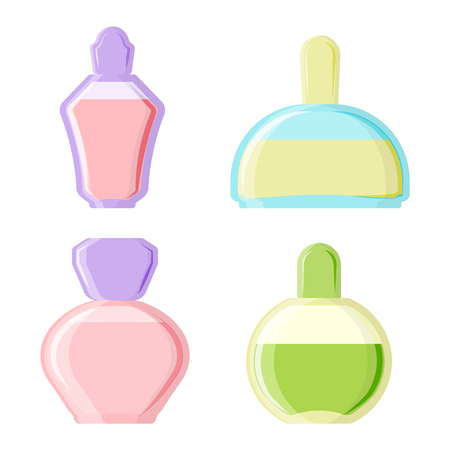 Blank package container design and parfume package template. Blank package merchandise product liquid clean household. Highly detailed flat colorful cosmetics blank package icon vector.のイラスト素材