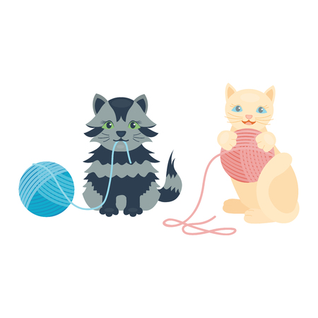 Cat cartoon style vector silhouette. Cute domestic cat animal playfull. Cartoon cat young adorable tail symbol playful. Cartoon funny domestic pussy kitty characterのイラスト素材