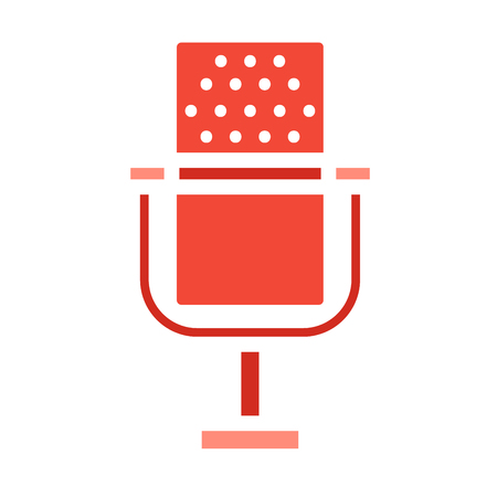 Microphone vector icon isolated on white. Journalist vector microphone, interview, music studio. Web broadcasting microphone, vocal mike tool, tv show microphone.. Mike isolated on whiteのイラスト素材