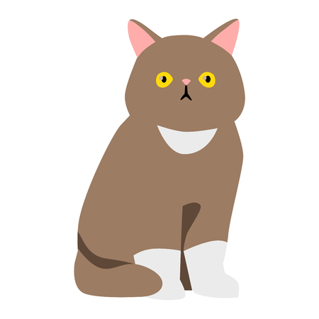 Cat cartoon style vector silhouette. Cute domestic cat animal sitting. Cartoon cat young adorable tail symbol playful. Cartoon funny domestic pussy kitty cat sit characterのイラスト素材