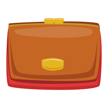 Purse leather wallet with money shopping. Shopping buy change business currency leather purse wallet. Financial one payment bag accessory object purse trendy wallet vector.のイラスト素材