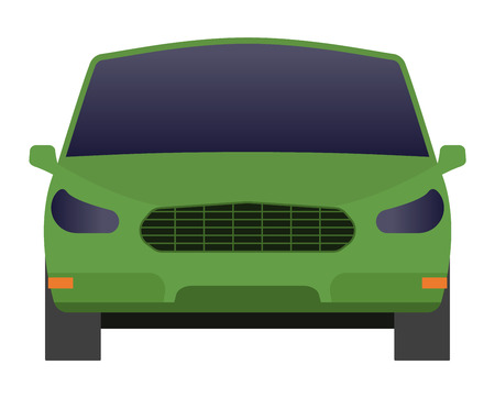 Car sedan front view vehicle transport type design sign technology style vector. Generic sedan car design flat vector illustration isolated on white. Transport sedan objectのイラスト素材