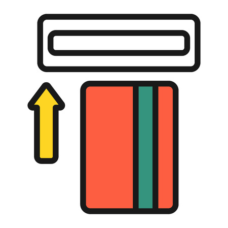 Finance atm and business vector payment icon isolated sign. ATM icon exchange technology payment machine. Finance cash bank card atm icon credit sign banking currency symbolのイラスト素材