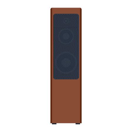 Musical columns speaker bass equipment isolated on white background. Vector column speaker loudspeaker loud volume modern musical system. Disco electronics professional technology column speaker.のイラスト素材