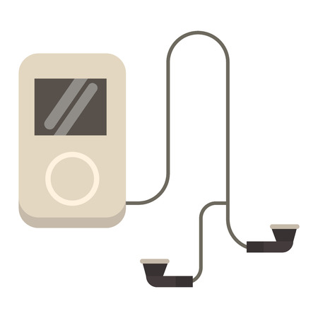 Portable music device and music player vector cartoon digital design. Technology media modern device music player and communication multimedia stereo music player, portable button smartphone.のイラスト素材
