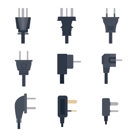 Electric outlet illustration on white background. Energy socket electrical outlet plug appliance interior icon. Wire cable cord connection electrical outlet plugのイラスト素材