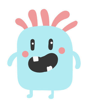 Cute monster color character funny design element. Humour emoticon fantasy monster unique expression sticker isolated. Alien sticker vector fantasy monster paint crazy animals.のイラスト素材