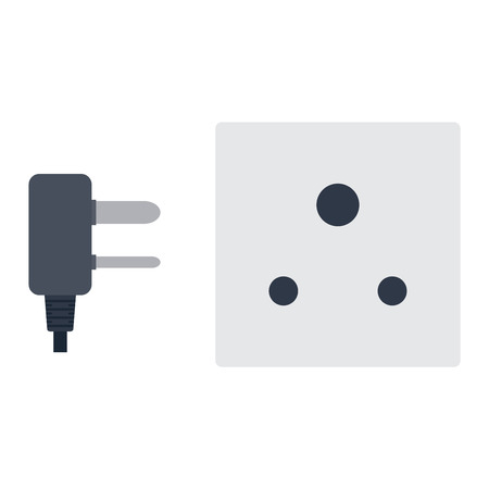 Electric outlet illustration on white background. Energy socket electrical outlet plug appliance interior icon. Wire cable cord connection electrical outlet plugのイラスト素材