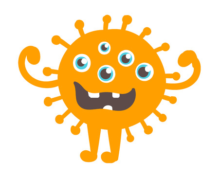 Cute monster color character funny design element. Humour emoticon fantasy monster unique expression sticker isolated. Alien sticker vector fantasy monster paint crazy animals.のイラスト素材