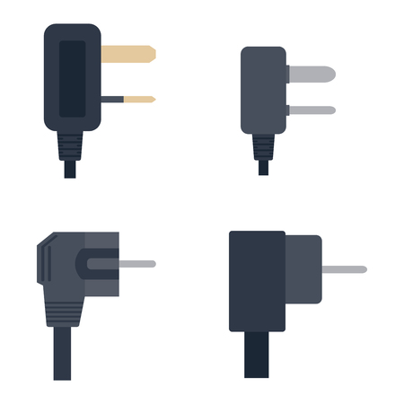 Electric outlet illustration on white background. Energy socket electrical outlet plug appliance interior icon. Wire cable cord connection electrical outlet plugのイラスト素材