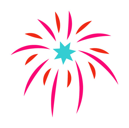 Festive firework bursting shape firework pictograms isolated. Firework abstract vector isolated illustration and party fun firework celebration holiday vector sign. Firework show isolatedのイラスト素材
