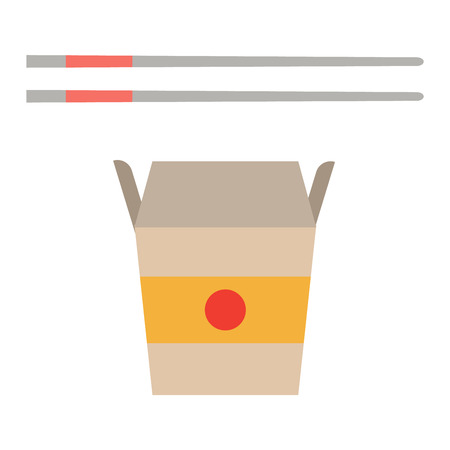 Chinese or japanese Fast food noodles box food dinner cuisine and meal dish lunch. Chinese vegetable oriental asia restaurant food. Fast food noodles box isolatedのイラスト素材
