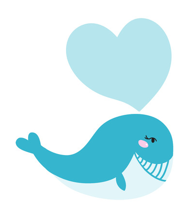 Cartoon cute and funny whales, sea animal, sea creatures vector illustration. Blue whale sea life humpback wildlife animal. Nature blue marine life whale sea ocean mammal character.のイラスト素材