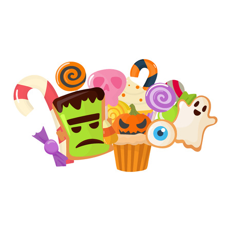 Halloween cake symbol vector autumn fear creepy traditional sign. Halloween horror design icon. Celebration october halloween symbol.のイラスト素材