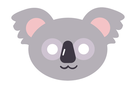 Animals carnival mask vector festival decoration masquerade. Party costume cute cartoon animal carnival mask. Festival head decoration isolated celebration animal carnival mask.のイラスト素材