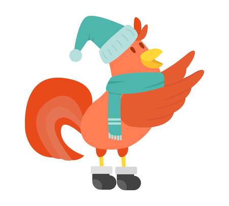 Cute cartoon rooster illustration. Cartoon rooster isolated on background. New Year 2017 symbol rooster, cock farm bird. cock farm animal. Cute rooster vector illustration. Rooster farm animal vectorのイラスト素材