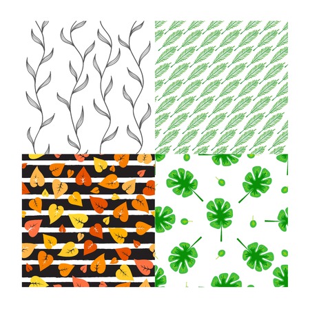 Beautiful vintage hand drawn leaf seamless pattern. Cute artistic decoration leaves seamless pattern background style. Fashion textile fabric leaves seamless pattern decoration floral texture.のイラスト素材