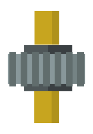 Parts of machinery flat mechanism manufacturing work detail design. Gear mechanical equipment part industry mechanism icon. Vector technology icon industry engineering technical factory mechanismのイラスト素材