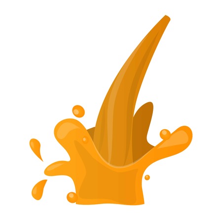 Orange splashe vector icon. Pour drop symbol splash cartoon vector motion orange splashing. Purity drop nature abstract orange juice splash. Freshness bubble wash.のイラスト素材