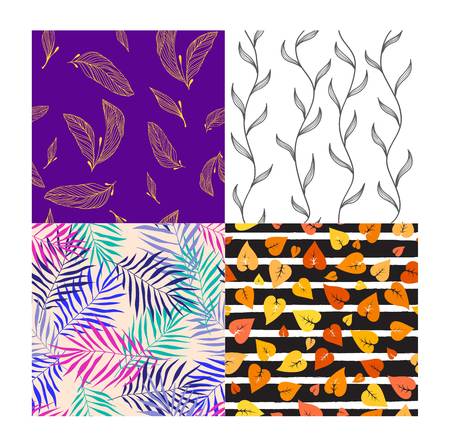 Beautiful vintage hand drawn leaf seamless pattern. Cute artistic decoration leaves seamless pattern...