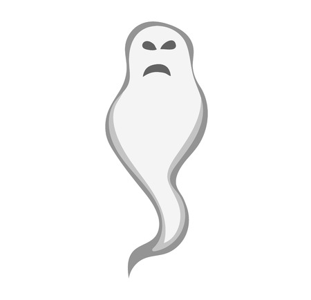 Cartoon spooky Ghost character vector. Spooky and scary holiday monster design ghost character. Costume evil silhouette ghost character creepy funny cartoon cute spooky night symbol.のイラスト素材