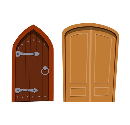 Door isolated on white. Front house or building door in flat design style isolated. Vector illustration door isolated modern new decoration elegant room designのイラスト素材