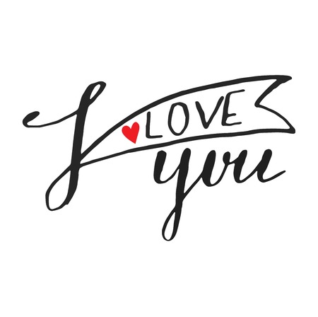 Vector I love You text hand drawn lettering collection, inspirational quote. Lovely text I love You follow your heart romantic type. I love You have greeting sign message decorationのイラスト素材