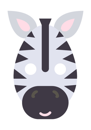 Animals carnival mask vector festival decoration masquerade. Party costume cute cartoon animal carnival mask. Festival head decoration isolated celebration animal carnival mask.のイラスト素材