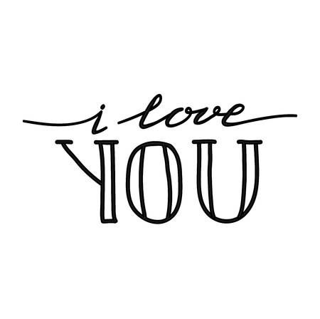 Vector I love You text hand drawn lettering collection, inspirational quote. Lovely text I love You follow your heart romantic type. I love You have greeting sign message decorationのイラスト素材