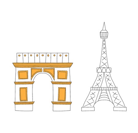 Eiffel Tower, Paris eiffel tower. France eiffel tower vector. Eiffel tower europe landmark architecture travel and tourism monument eiffel tower. Famous construction structure eiffel tower.のイラスト素材