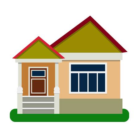 House front view vector illustration. House flat style modern constructions vector . House front facade building architecture home construction, urban house building s apartment front viewのイラスト素材