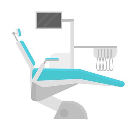 Dental chair vector illustration. Vector illustration dental chair template design. Dental chair in clinic vector. Dental chair illustration isolatedのイラスト素材