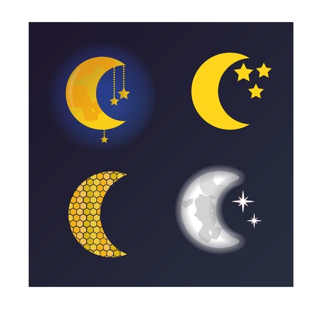 Phases of the moon vector nature cosmos cycle satellite surface. Whole cycle from new moon month to full surface star astrology sphere. Vector illustration moon month astronomy space lunar.のイラスト素材