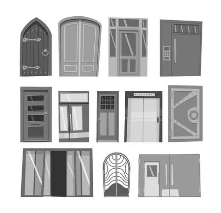 Door isolated on white. Front house or building door in flat design style isolated. Vector illustration door isolated modern new decoration elegant room designのイラスト素材