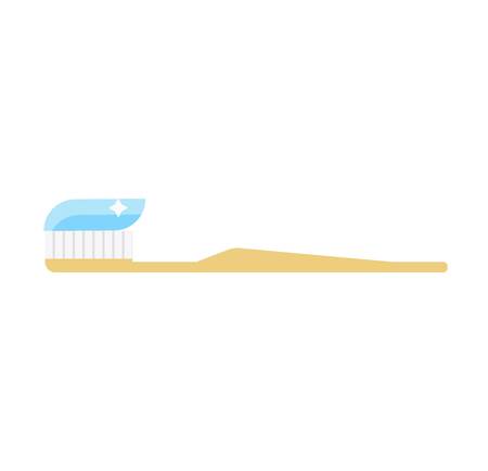 Teeth and Tooth brush modern vector illustration.Flat design modern vector of tooth brush in a yellow cup. Isolated toothbrushes. Healthcare vector with tooth brushes.のイラスト素材
