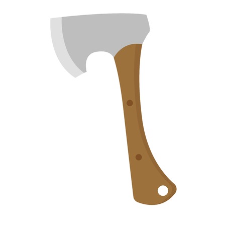 Axe steel isolated lumberjack and sharp lumberjack axe cartoon weapon icon isolated on white and wooden axe cartoon flat icon of handle wood work equipment vector illustration. Lumberjack axeのイラスト素材