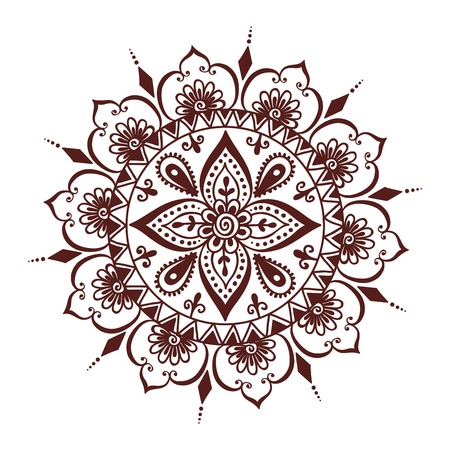 Floral mehendi pattern ornament. illustration mehendi pattern in asian textile style india tribal ornate. Ethnic ornamental lace vintage mehendi pattern mandala abstract textileのイラスト素材