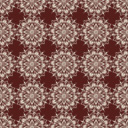 Floral seamless mehendi pattern ornament. illustration mehendi pattern in asian textile style india tribal ornate. Ethnic ornamental lace vintage mehendi pattern mandala abstract textileのイラスト素材