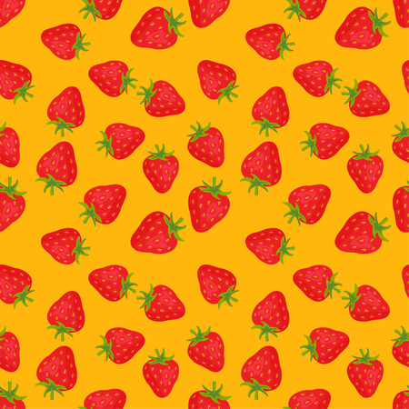 Cartoon fresh fruits in flat style. strawberries seamless pattern. Fruits seamless patterns food summer design wallpaper vector.のイラスト素材